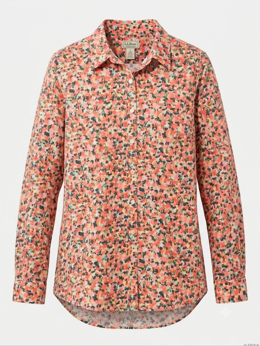 L.L.Bean Women's Wrinkle-Free Pinpoint Oxford Shirt in Sunlit Coral, Size XL